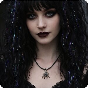 4/$15 Silver Black Spider Pendant Necklace Indie Goth Cottagecore